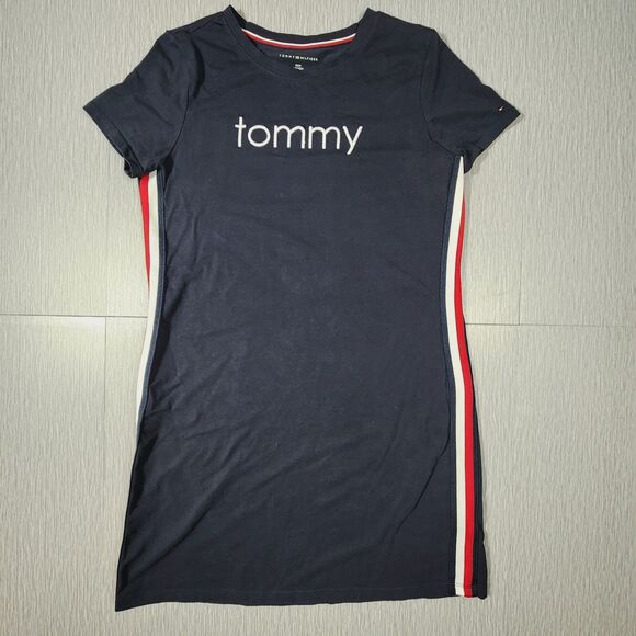 Tommy Hilfiger T-Shirt Dress Navy Blue Side Stripe Womens Size Small - Picture 1 of 9